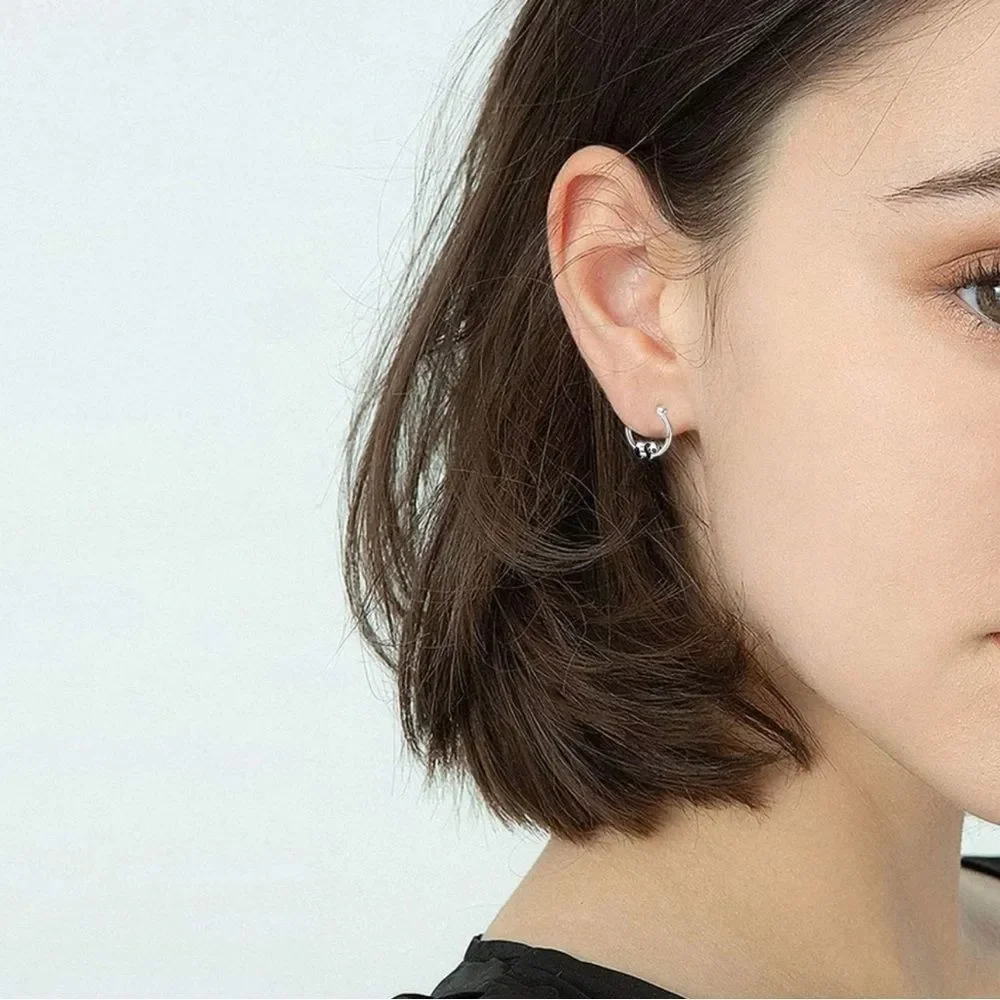 New’ Cute Panda Hoop Silver Earrings Animal print earrings
